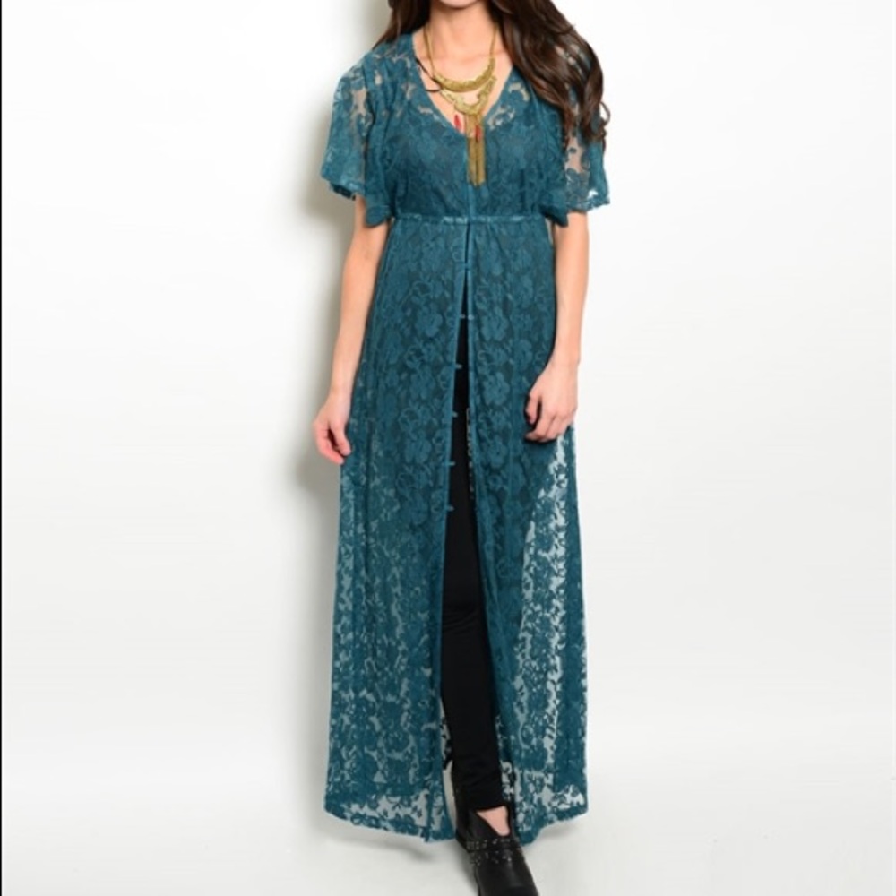 NWT MAXI CARDIGAN KIMINO TEAL JUNIOR S M L